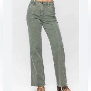 Judy Blue Front Seam Straight Fit Jeans - Sage